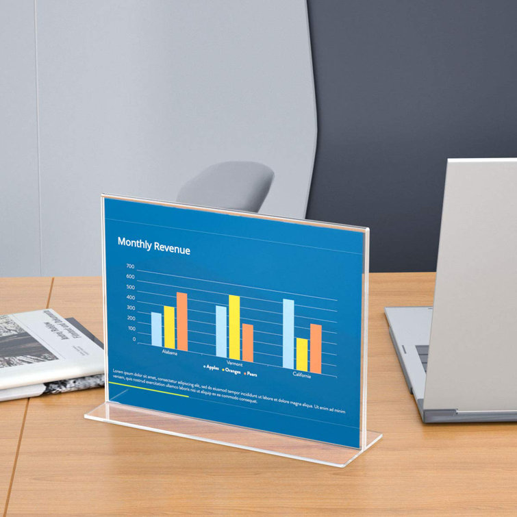 honer Acrylic Sign Holder 8.5X11 Inches 3 Pack Horizontal, T Shape